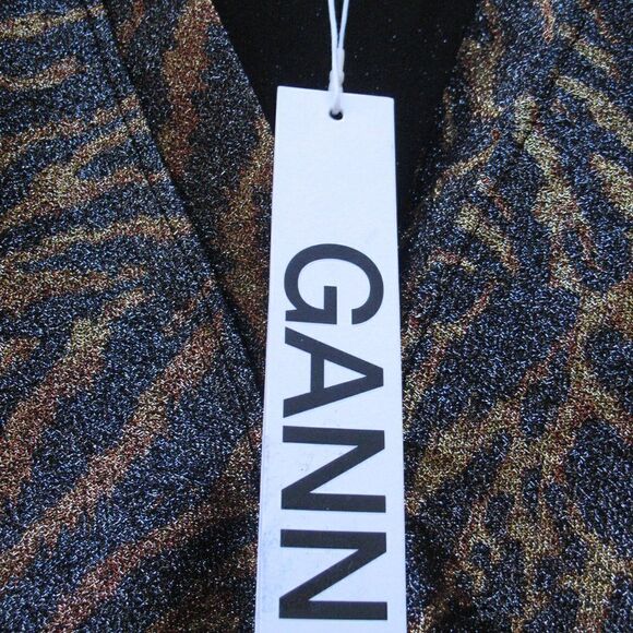 NWT GANNI Metallic Jersey Animal Print Cardigan Top - Picture 9 of 9